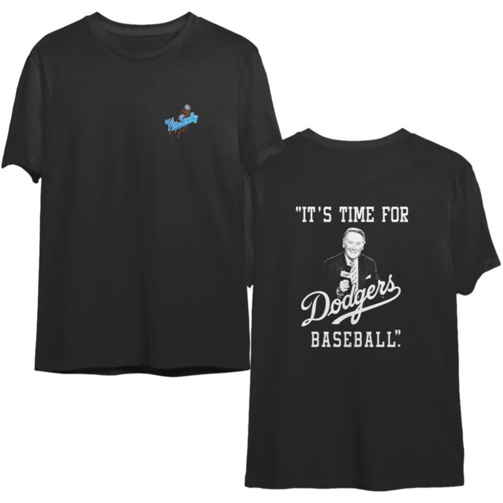 Vin Scully Shirt, Vintage Vin Scully T-Shirt Dodgers Baseball 2 Sided